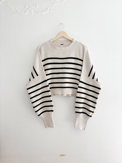 Free People Easy Street Striped Cropped Sweater (M)