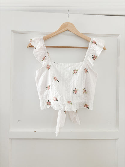Floral Ruffle Crop Top (XS/S)