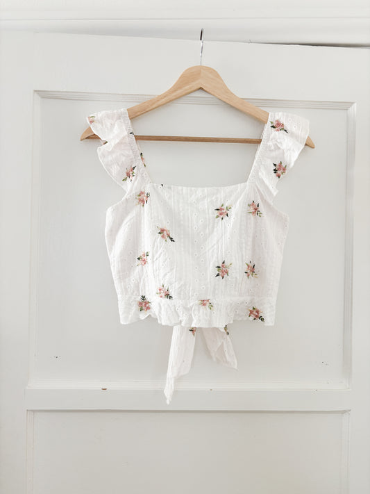 Floral Ruffle Crop Top (XS/S)