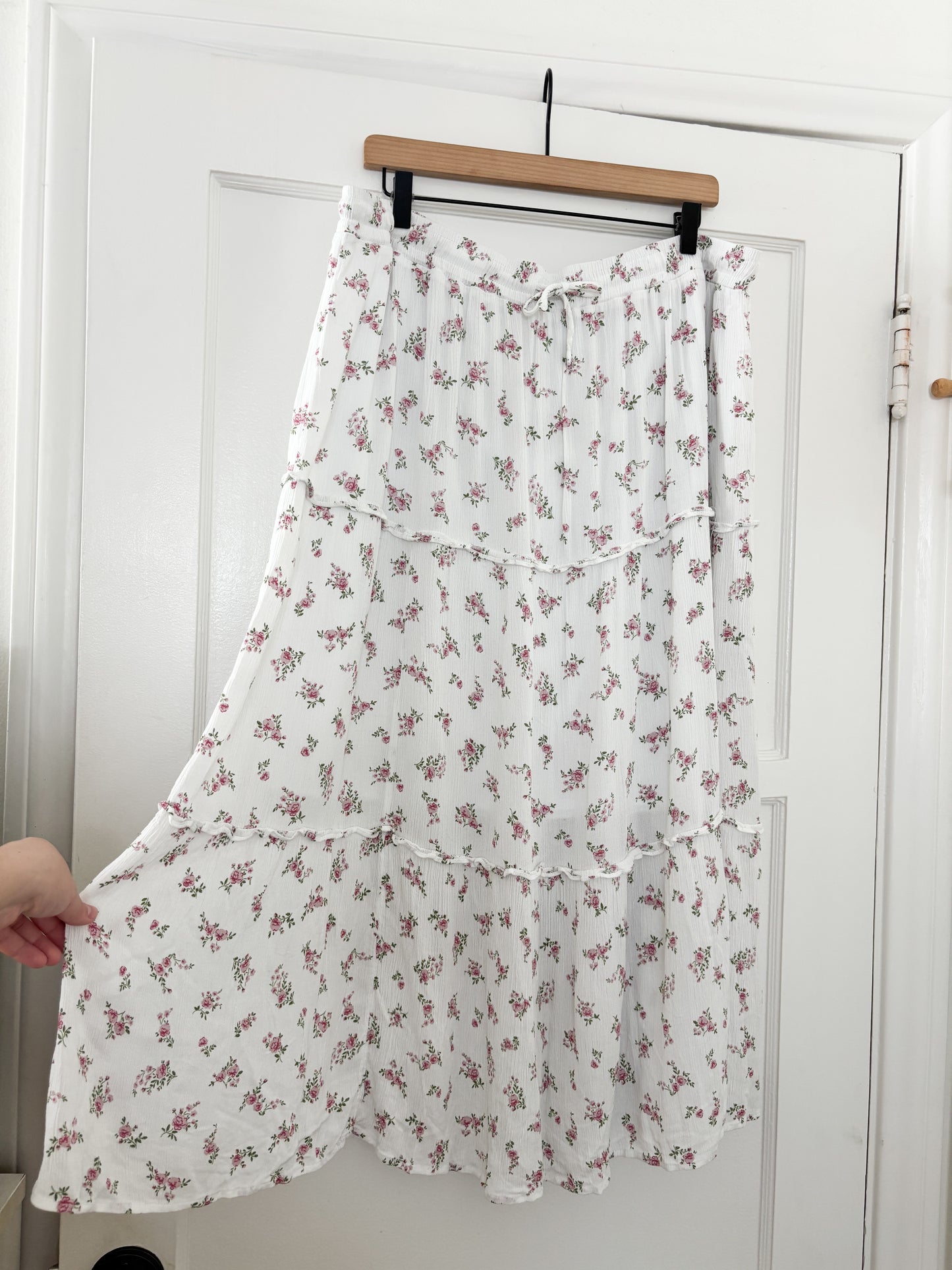 Pink Floral Tiered Skirt