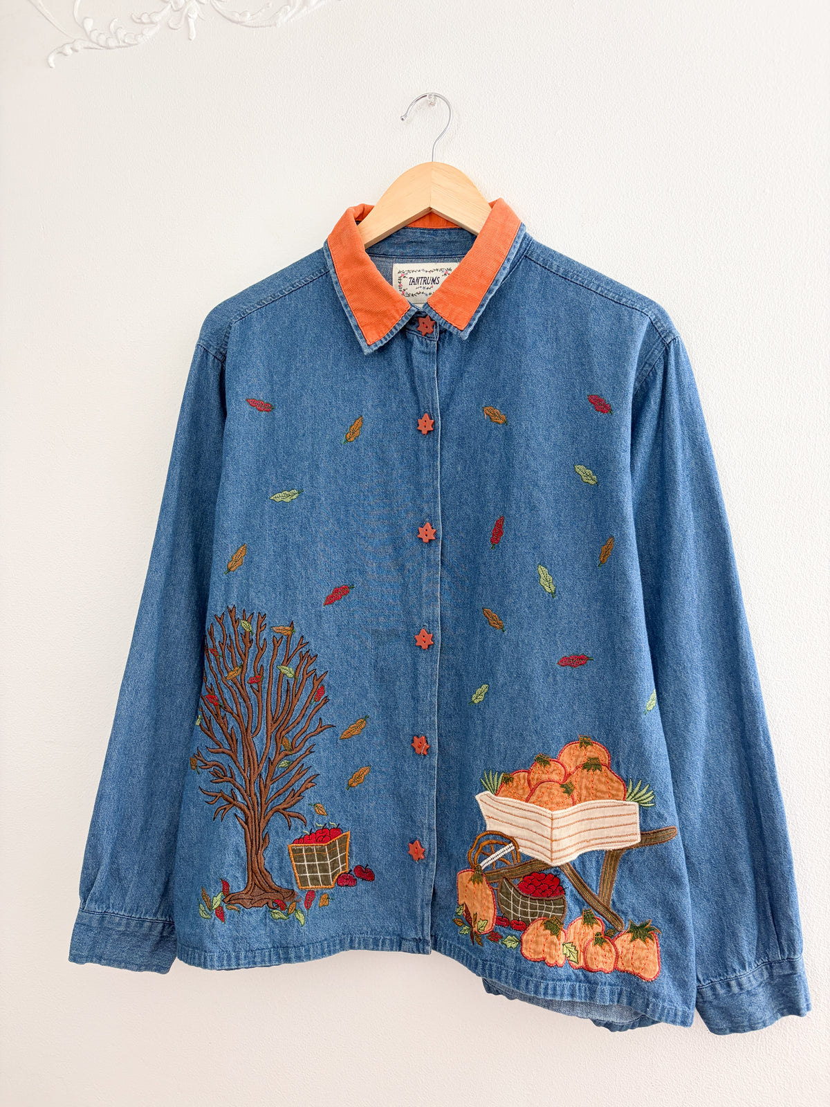 Vintage Embroidered Fall Button Up (XL)