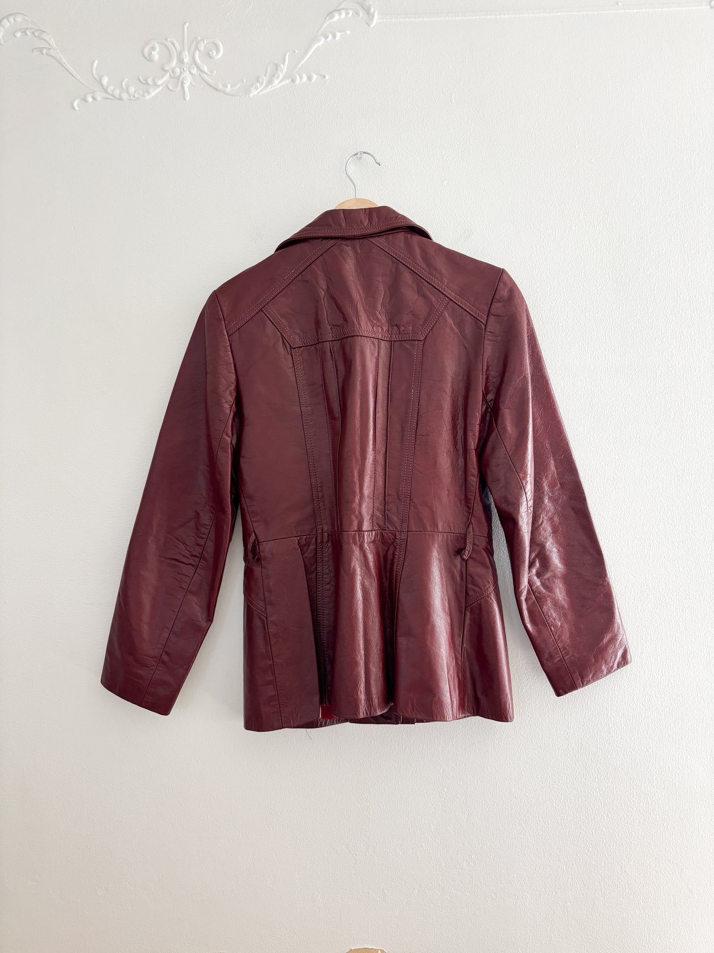 Vintage Red Leather Jacket (S/M)