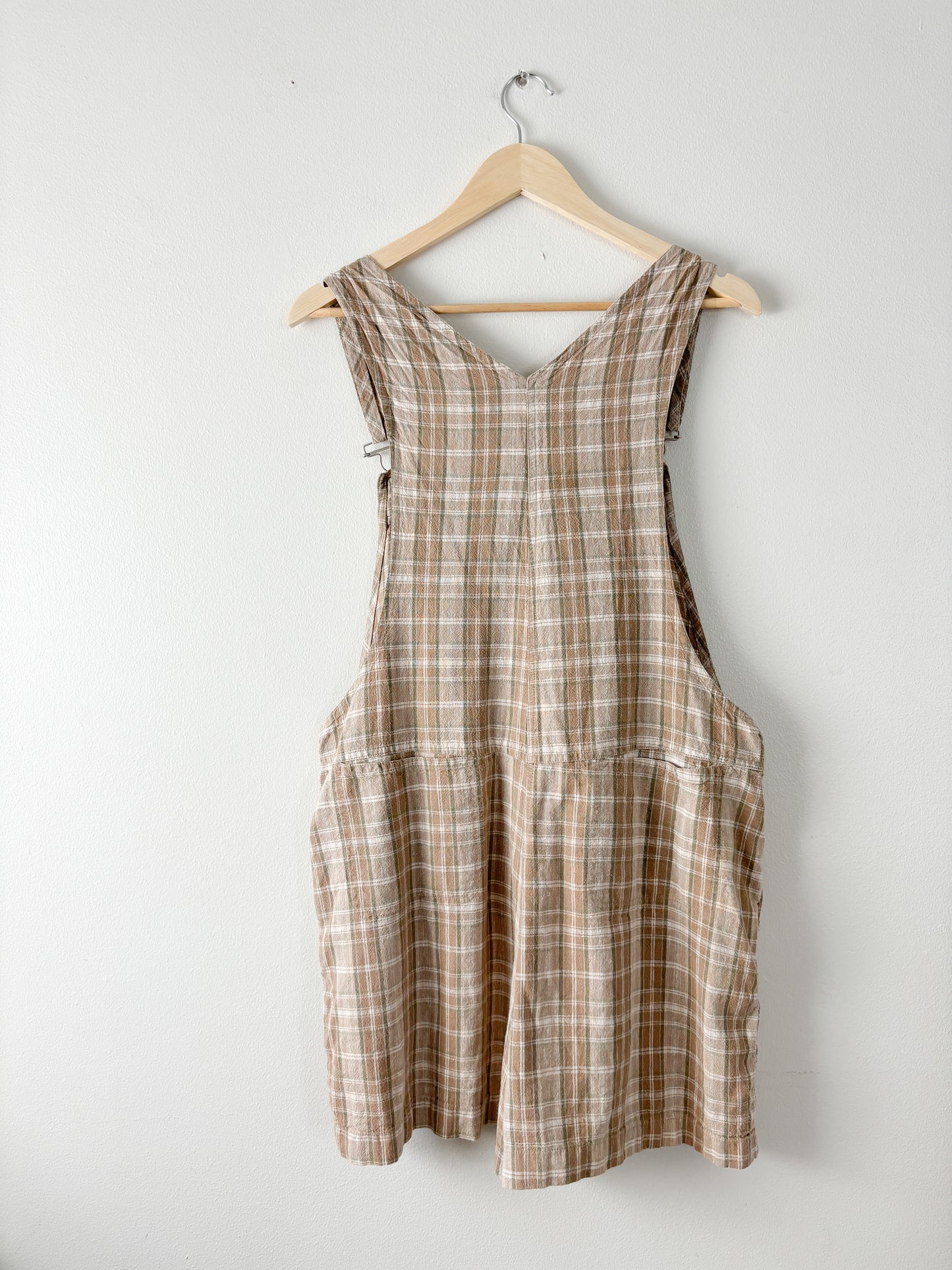 Vintage Plaid Linen Blend Overalls