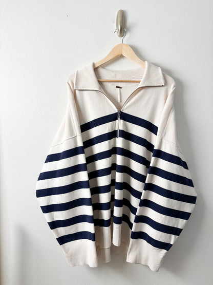 Free People Coastal Striped Quarter Zip