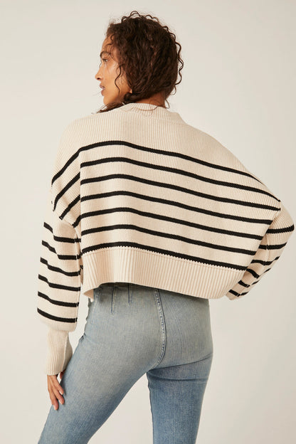 Free People Easy Street Striped Cropped Sweater (M)
