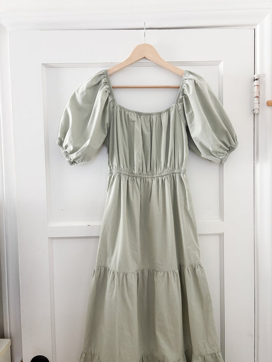 Sage Puff Sleeve Dress (S)