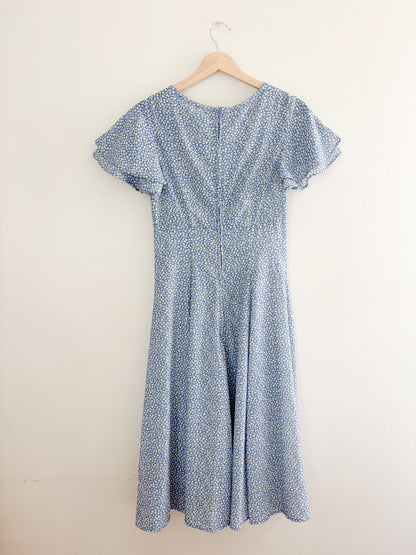 Blue Floral Ruffle Dress (S)