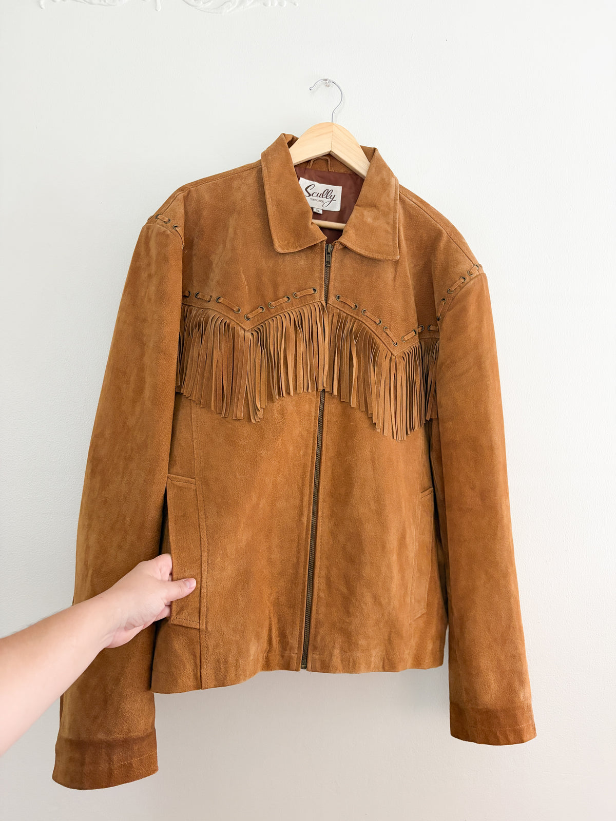 Vintage Scully Leather Suede Fringe Zip Up Jacket (XL)