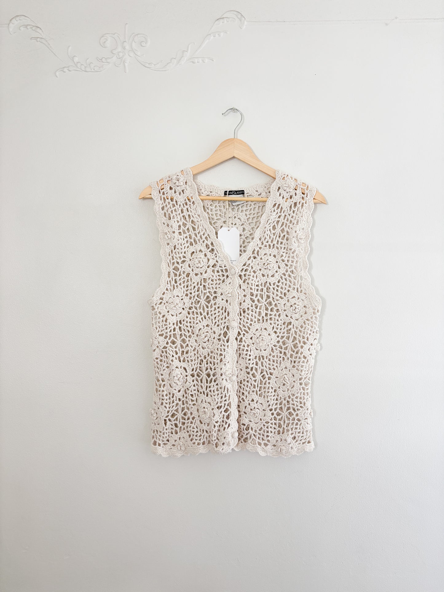 Vintage Silk Crochet Vest (S)