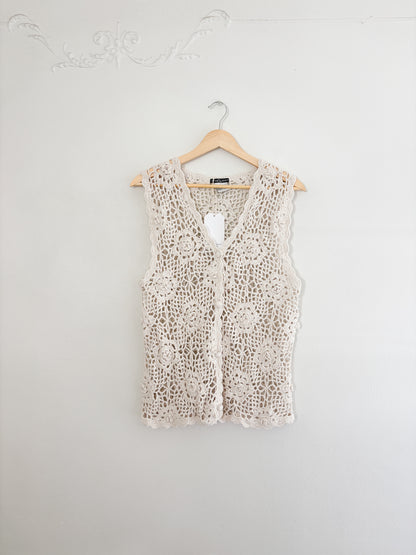 Vintage Silk Crochet Vest (S)