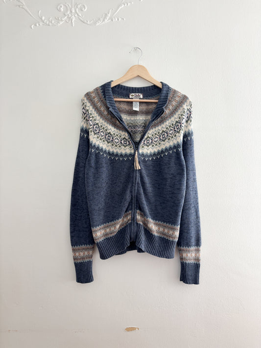Vintage Fair Isle Zip Up sweater (M)