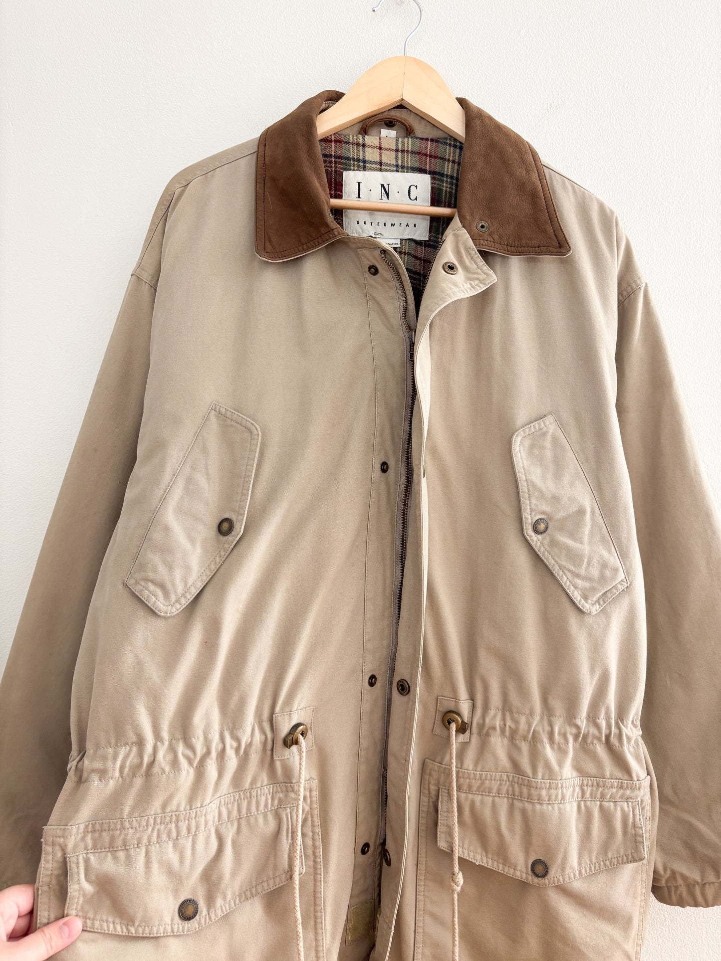 Vintage Plaid Lined Jacket (L)