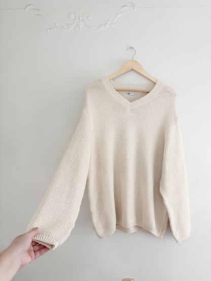 Zara Cream Knit Sweater (M)