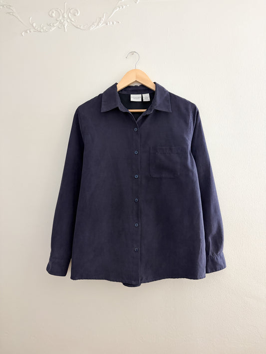Sonoma Navy Faux Suede Button Up (M)