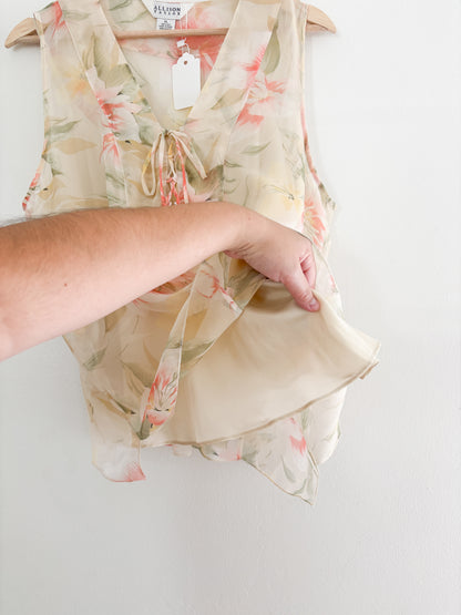 Vintage Silk Floral Blouse (M/L)