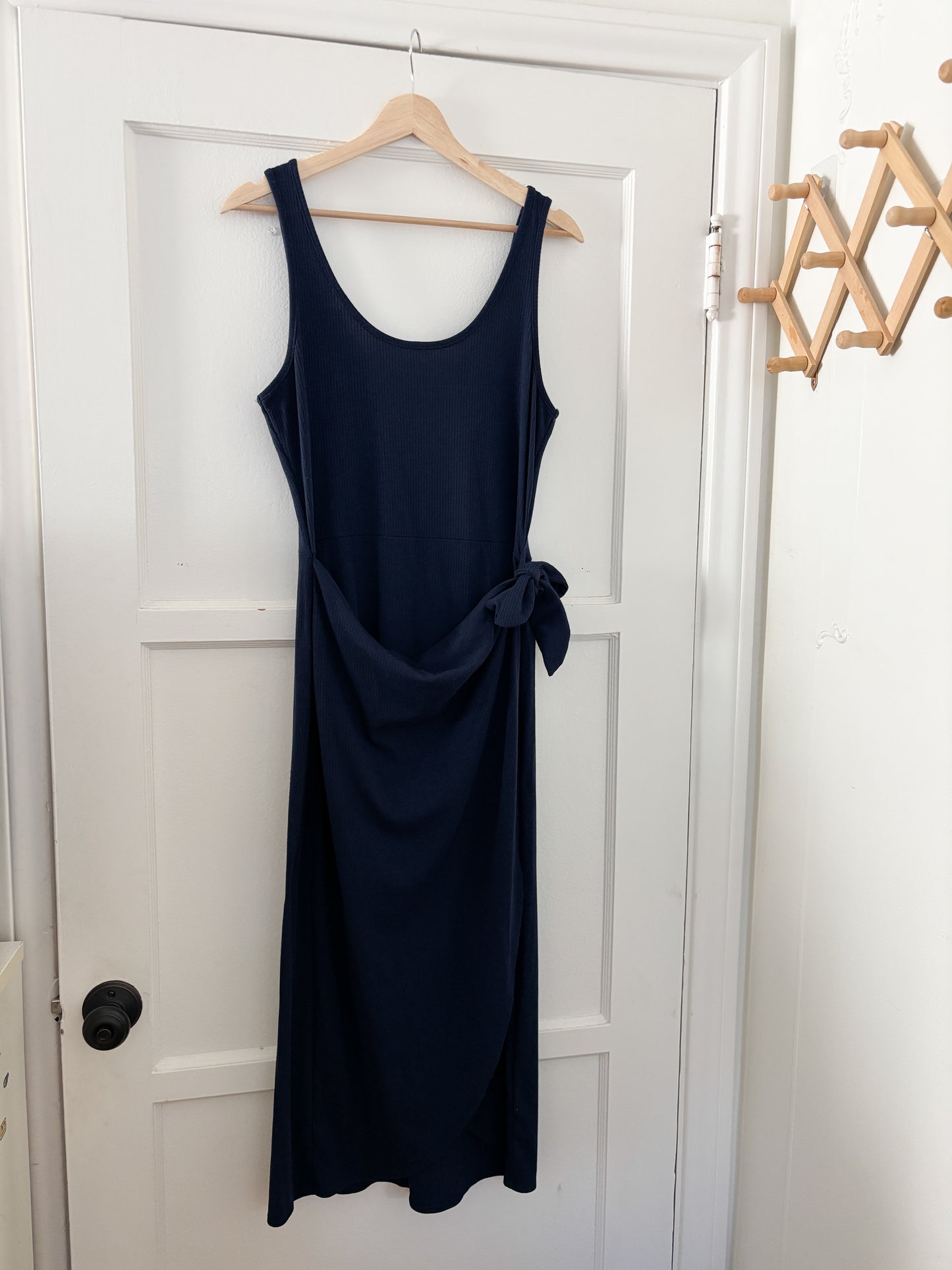 Socialite Ribbed Navy Wrap Dress