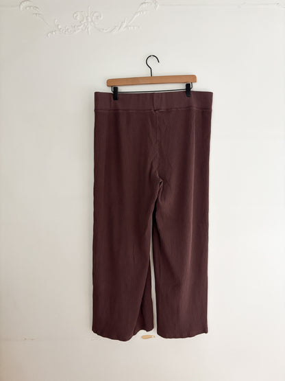 Daily Practice (Anthropologie) Ribbed Wide Leg Brown Lounge Pants (1X)