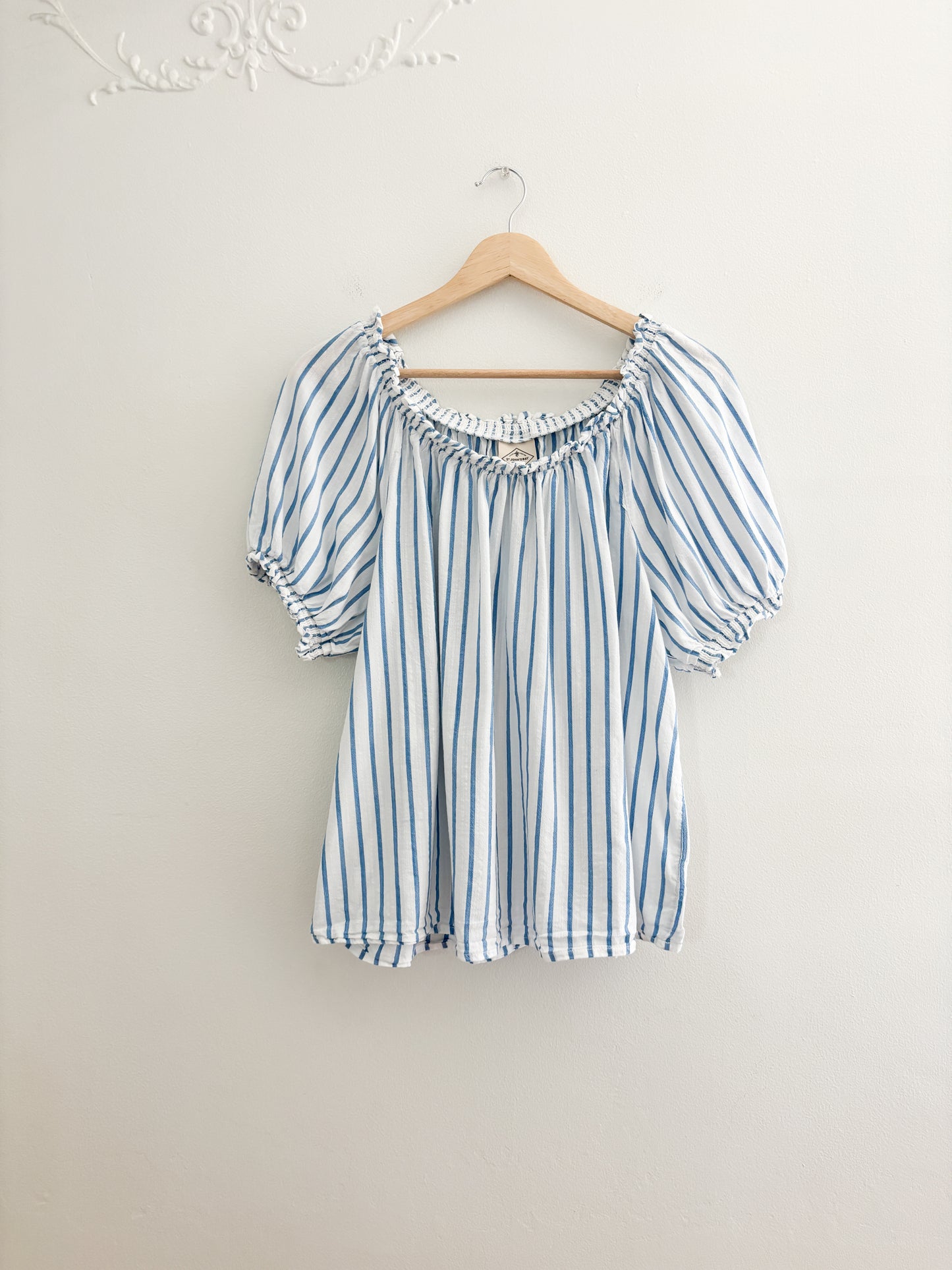 Striped Puff Sleeve Blouse (L)