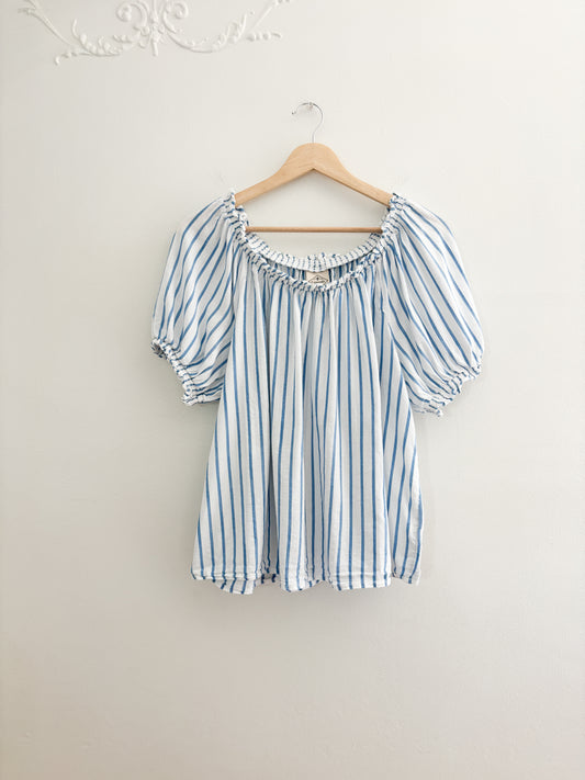 Striped Puff Sleeve Blouse (L)