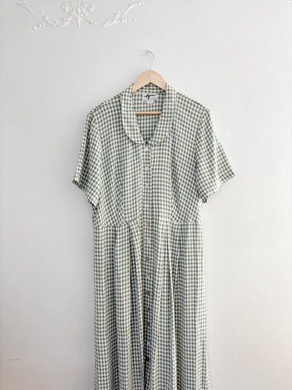 Vintage Sage Gingham Dress (14W)