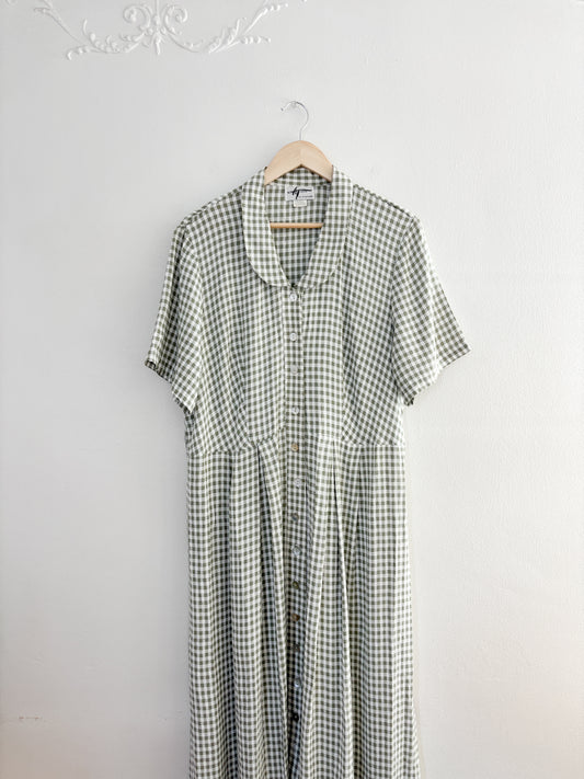 Vintage Sage Gingham Dress (14W)