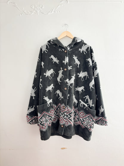 Vintage Moose Fleece Hoodie (XL)