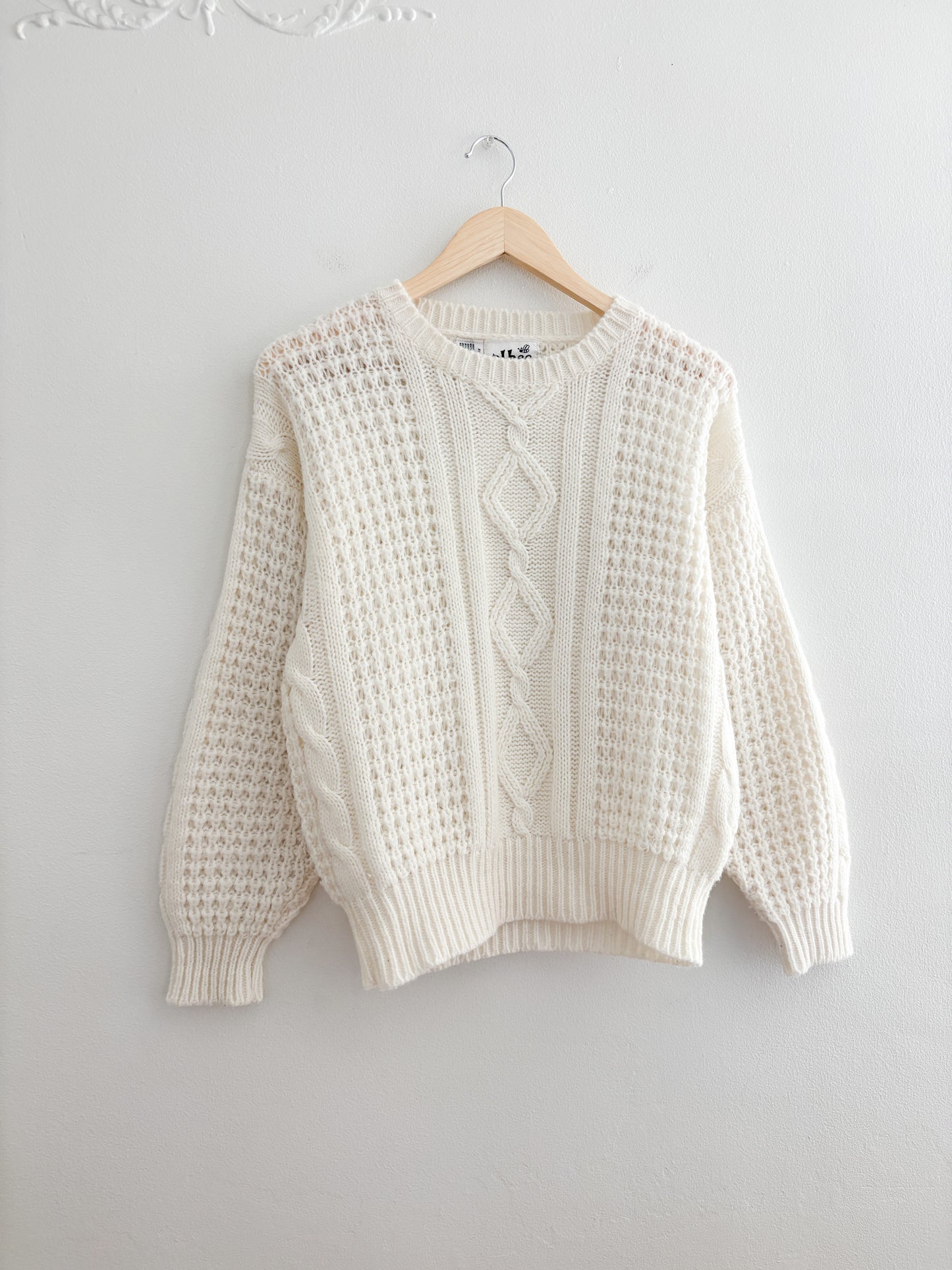 Vintage Cream Knit Sweater (S)