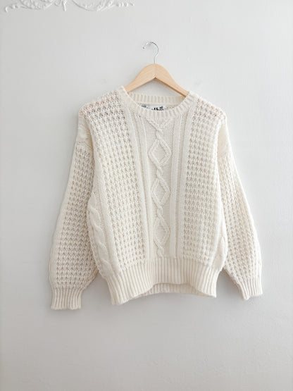 Vintage Cream Knit Sweater (S)