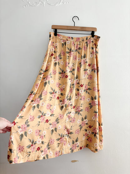 Vintage Yellow Floral Skirt (14)
