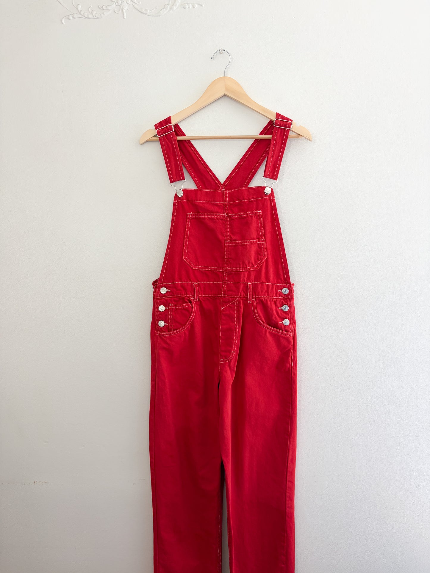 Free People Red Ziggy Overalls (S)