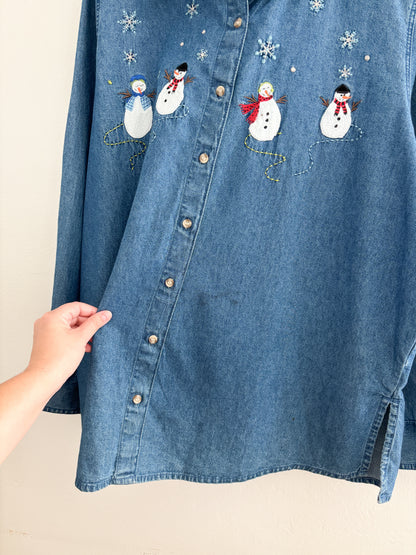 Snowman Chambray Button Up (XXL)
