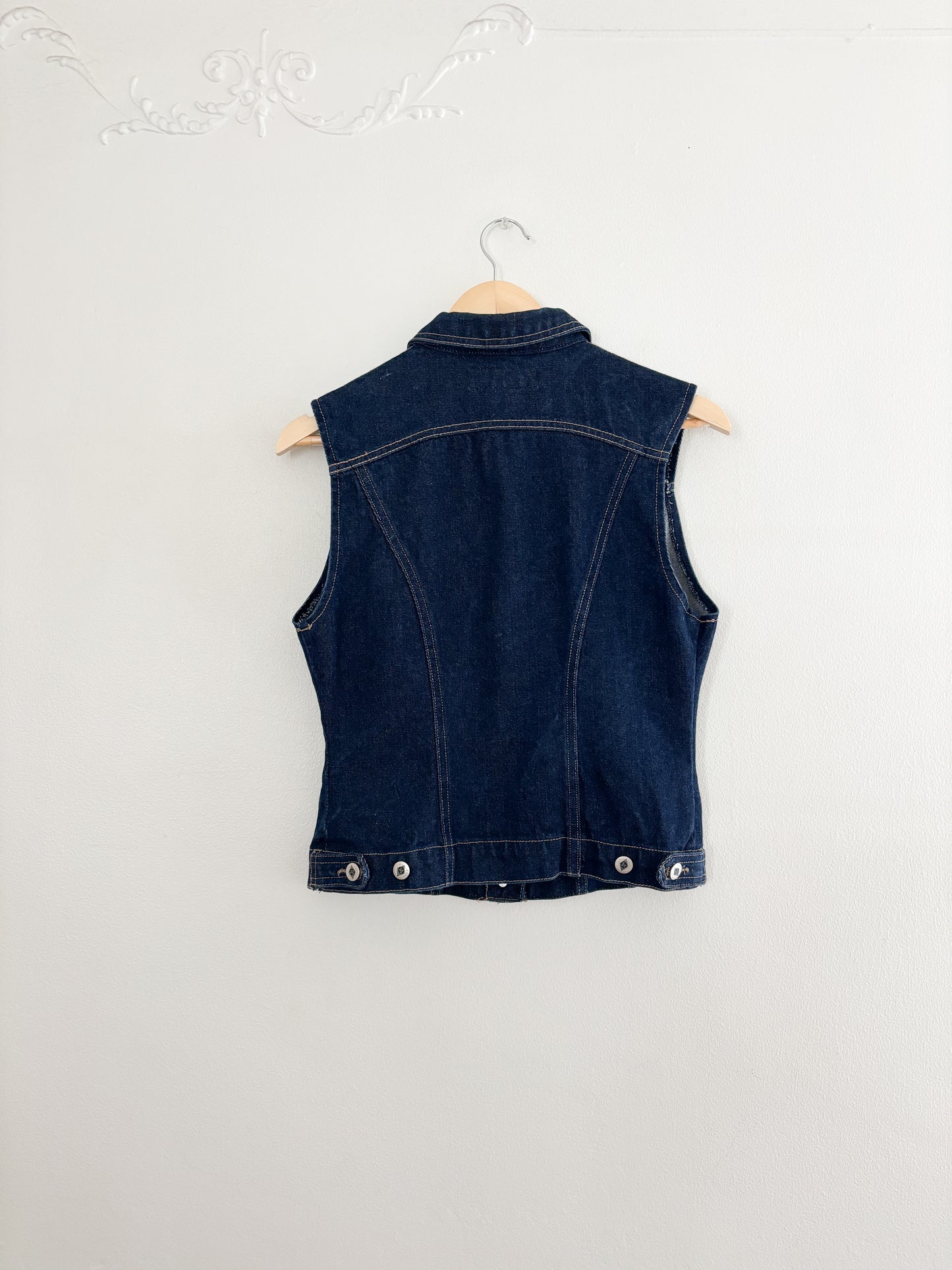 Vintage Dark Wash Denim Vest (S)