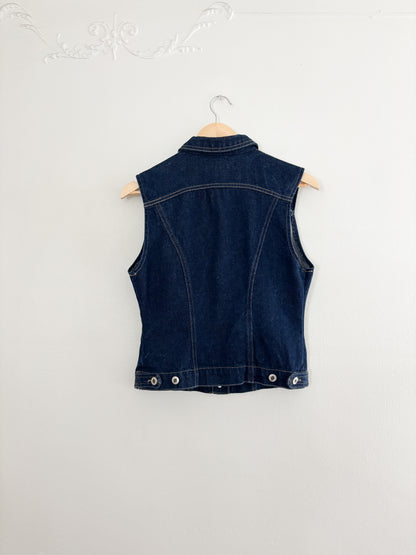 Vintage Dark Wash Denim Vest (S)