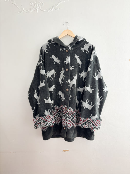 Vintage Moose Fleece Hoodie (XL)