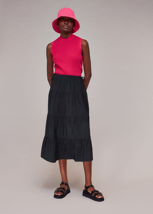 Whistles Black Tie Side Tiered Skirt (8)