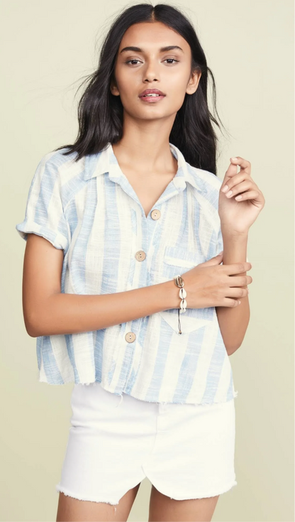 Free People Away At Sea Striped Top (L)
