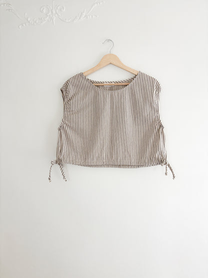 Striped Cropped Tie Top (S)
