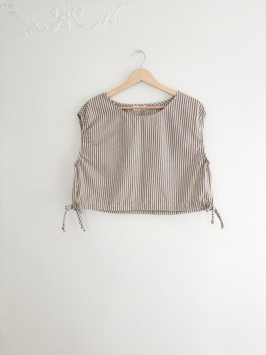 Striped Cropped Tie Top (S)