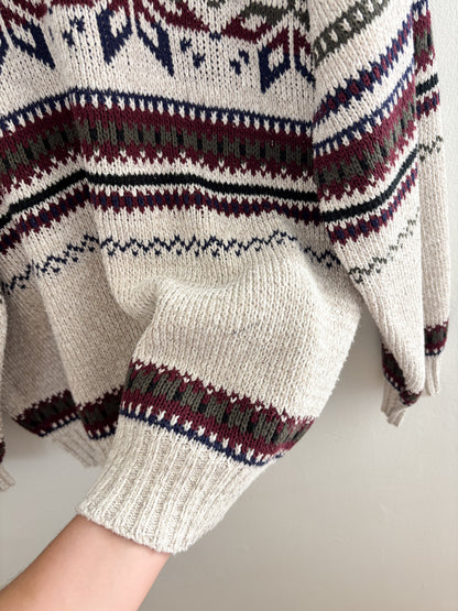 Vintage Nordic Cotton Sweater (L)