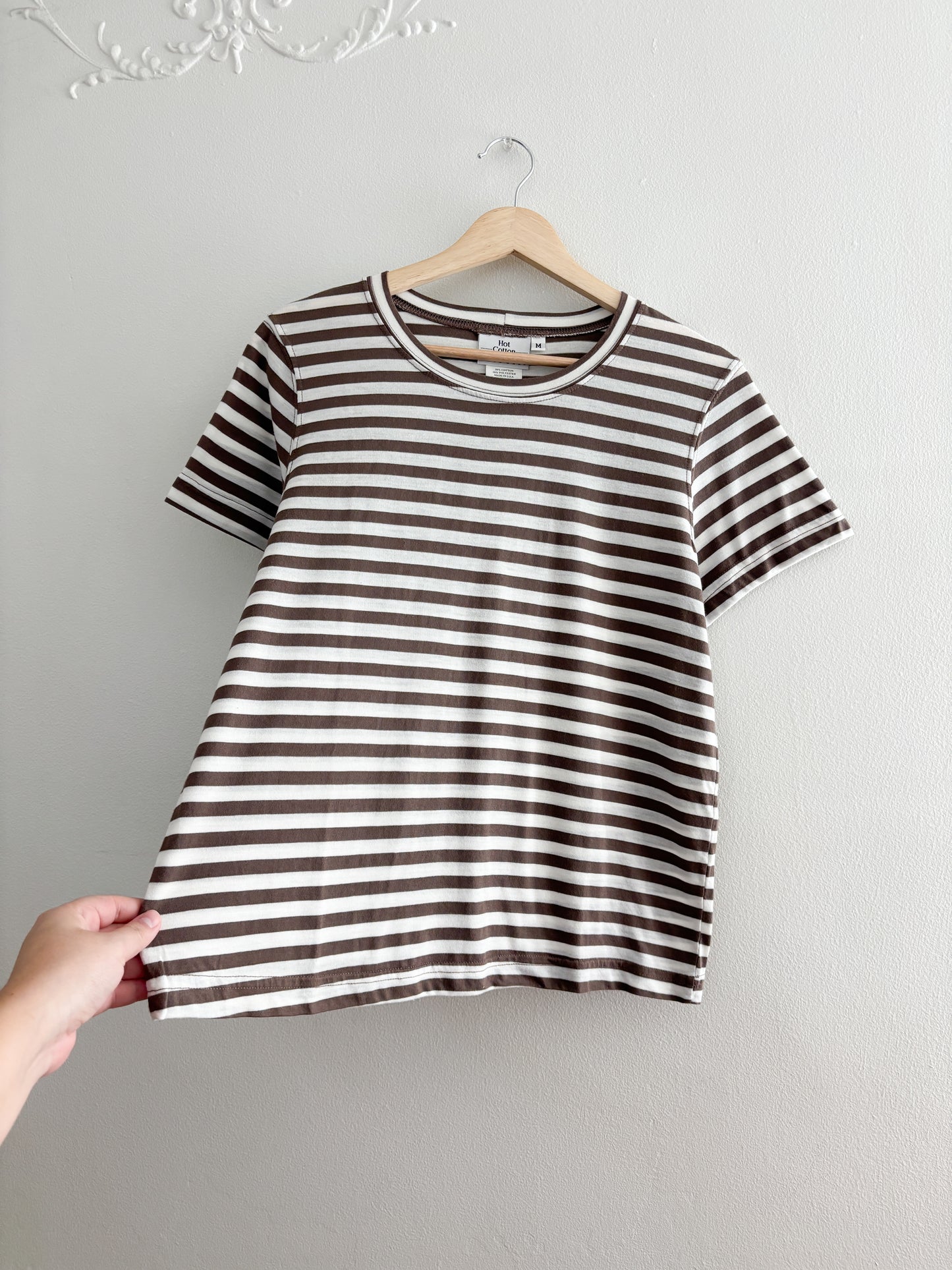 Hot Cotton Brown striped tee (M)