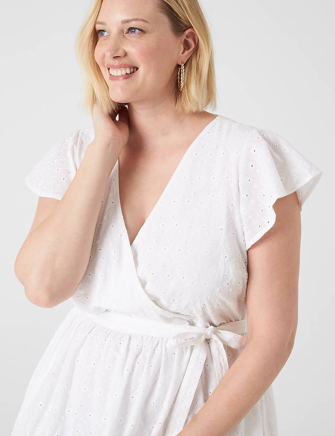 Lane Bryant Flutter Sleeve Eyelet Maxi Dress (L/XL)