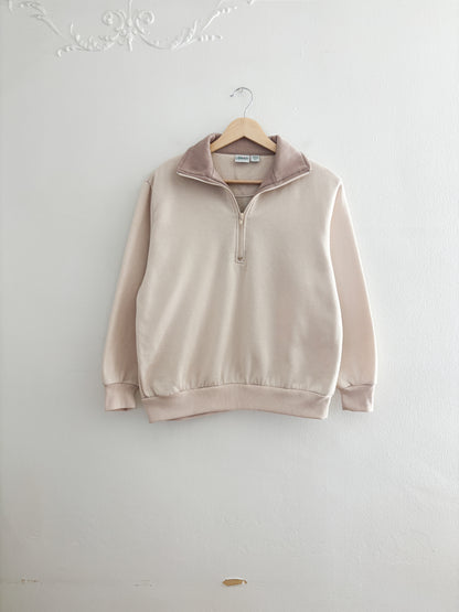 Vintage Neutral Quarter Zip Sweater (S)