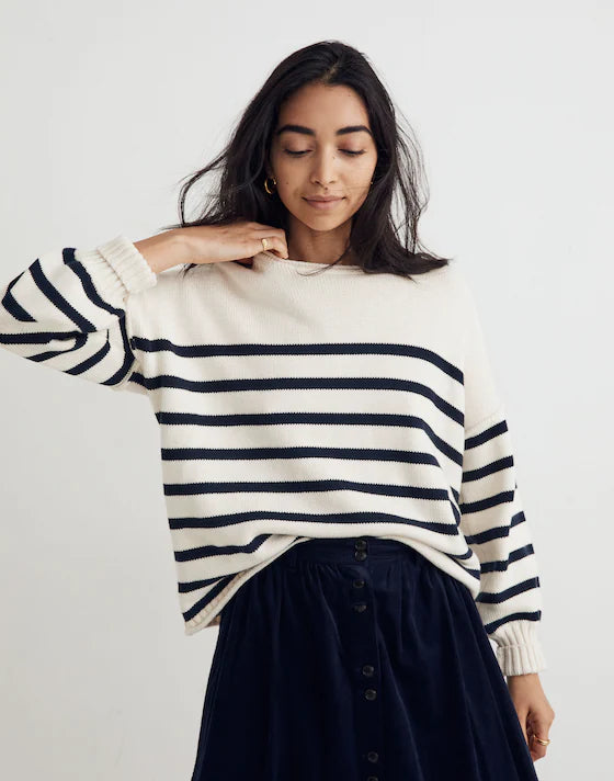 NWT Madewell Conway Green Striped Sweater (L)
