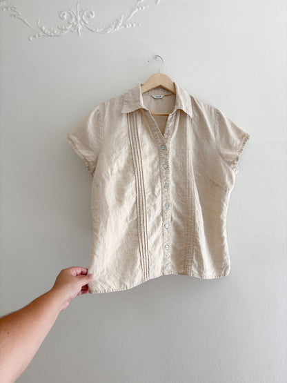 Vintage Linen Button Up Top (M/L)