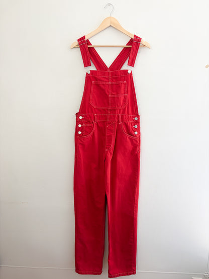 Free People Red Ziggy Overalls (S)