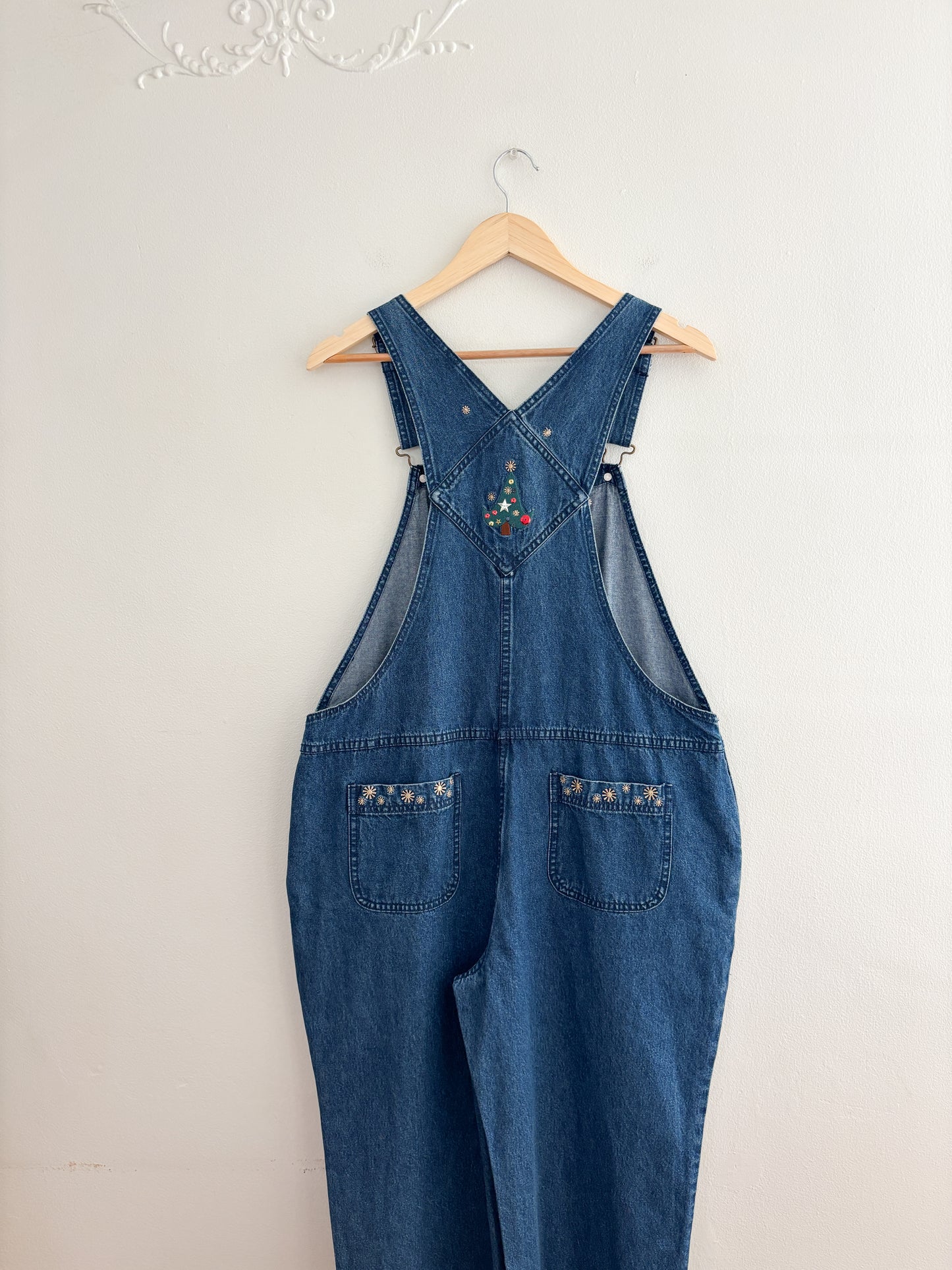 Vintage Holiday Denim Overalls (L)