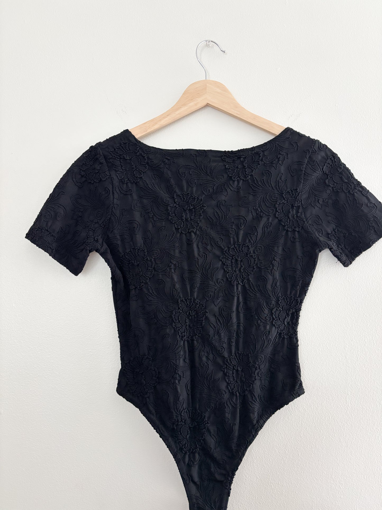 Vintage Floral Black Bodysuit (M)