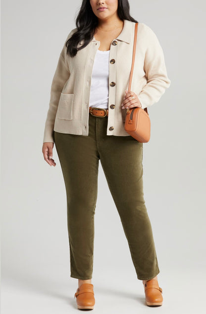 Caslon Ribbed Collared Sweater (1x)