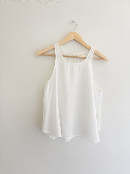 Maeve White Linen Tank Top (S)