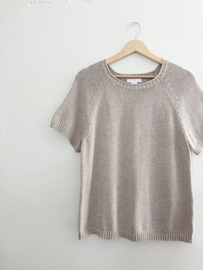 Halston Taupe knit top (L)